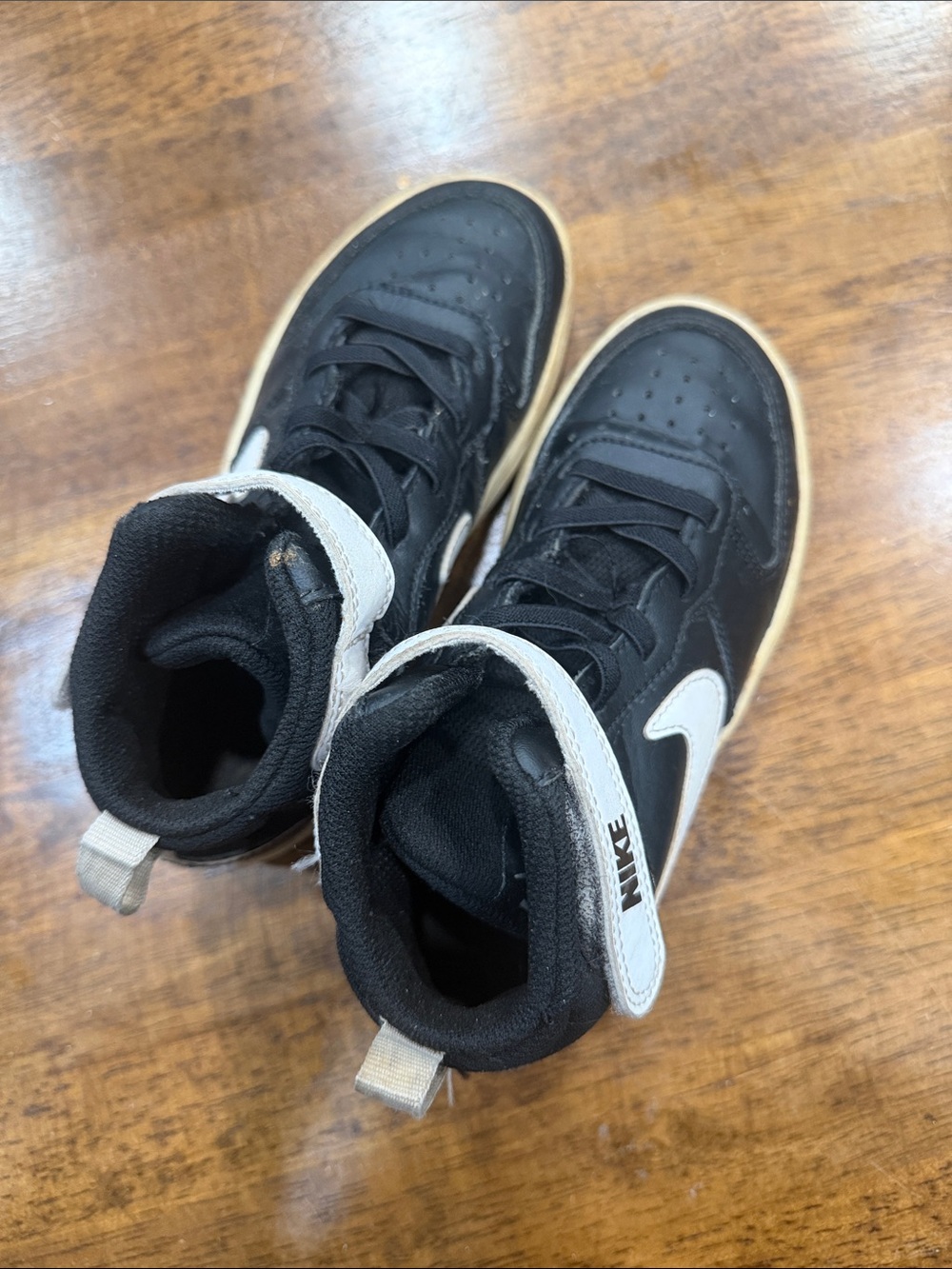 Nike Kids Black and White High-Top Basketball Sneakers